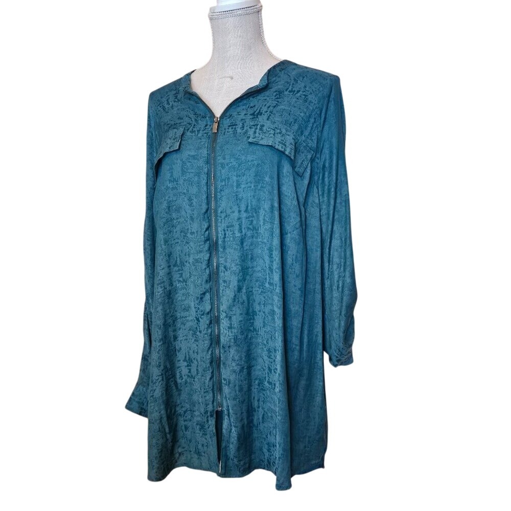 Rock & Republic Emerald Green Zip Up Tunic Top XXL 2X